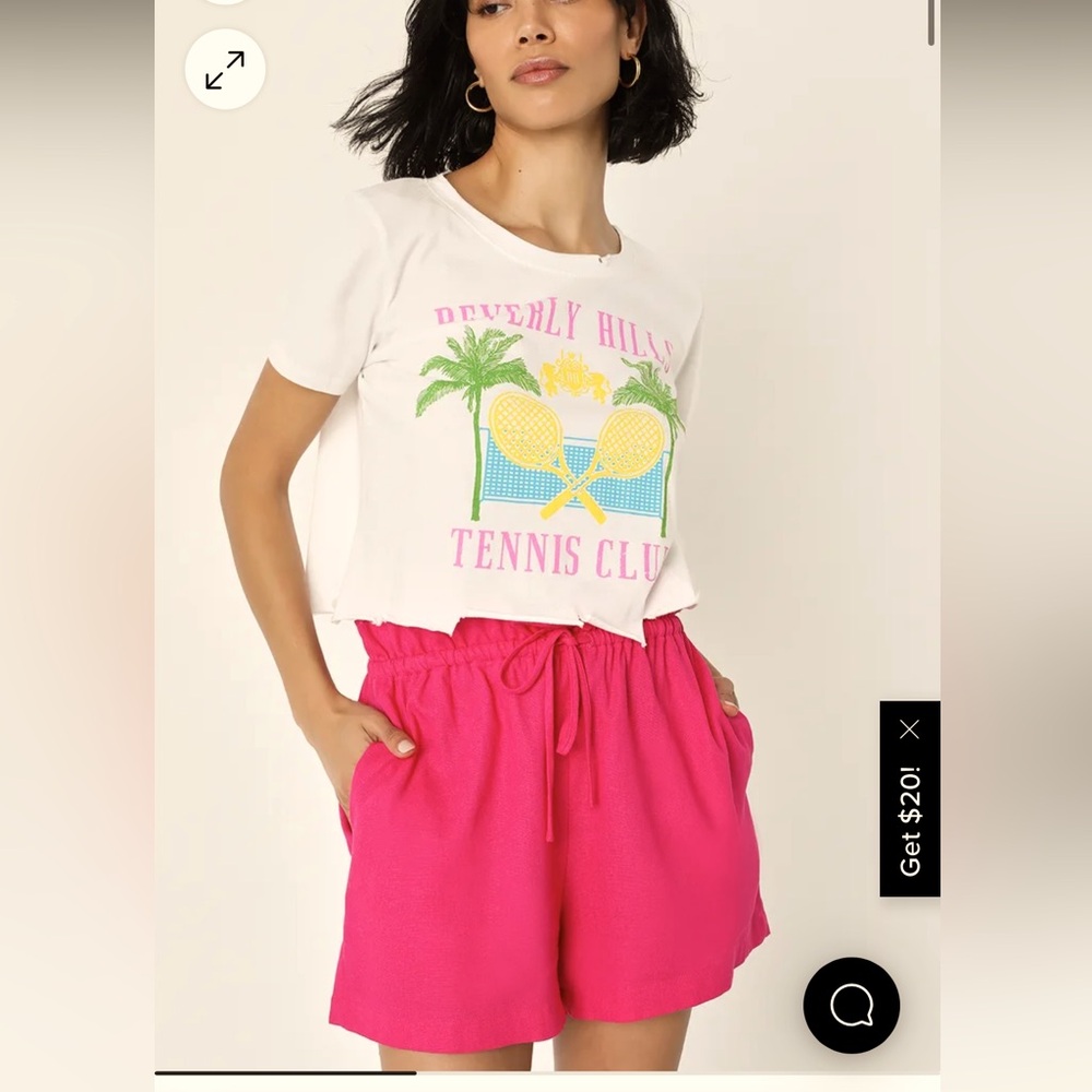 Impromptu Icon Hot Pink Linen Paperbag Waist Shorts